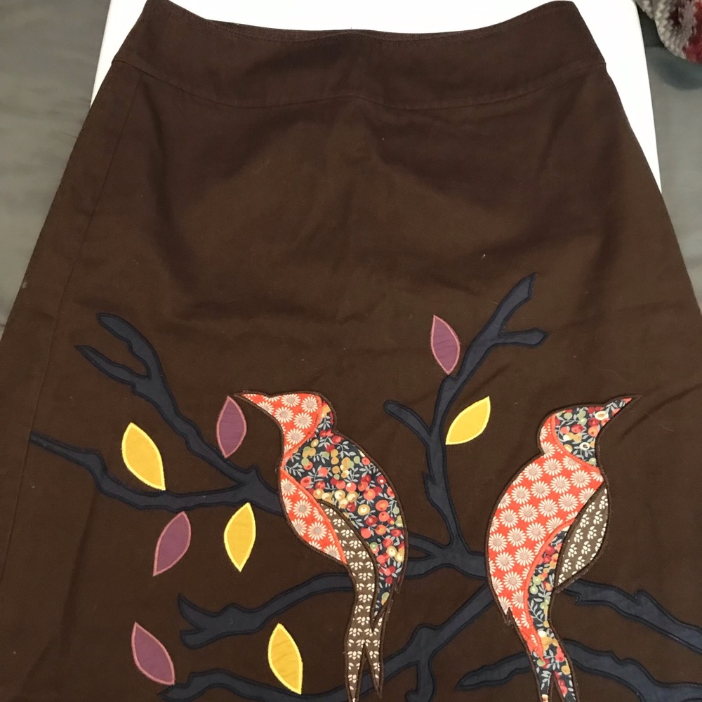 Boden bird appliqué skirt lined us 8L